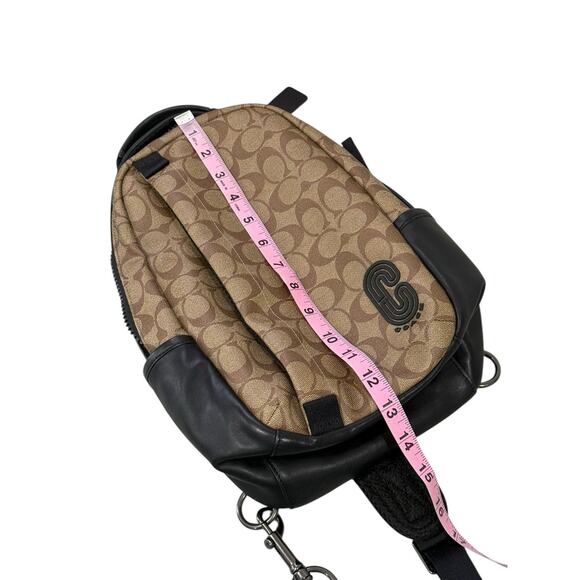 Coach Edge Pack Signature Canvas Black Brown Leather Sling Bag 89909 - Picture 13 of 16